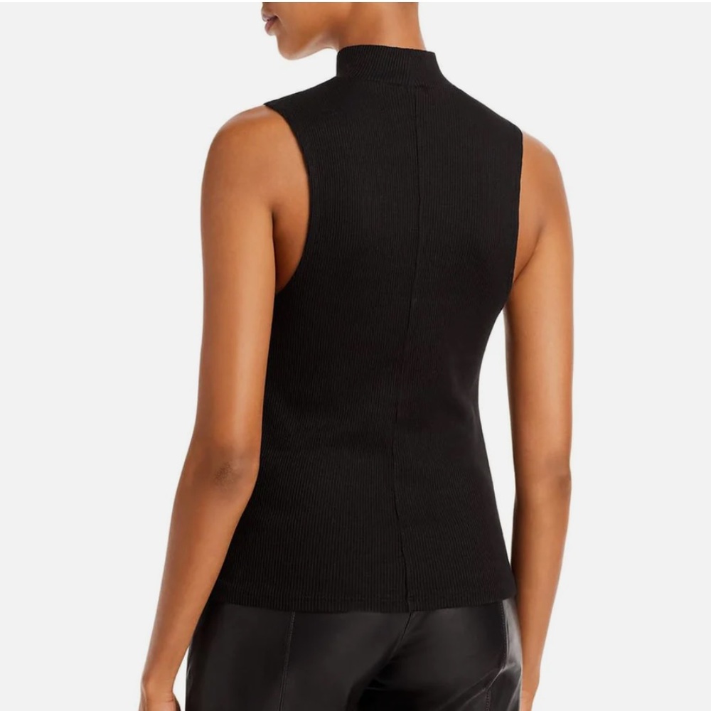Monrow Ribbed Mock Neck Tank-Black-XS-NWT - Picture 2 of 4